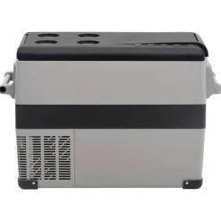 vidaXL Cocina Y Comedor-Nevera con asa y adaptador PP y PE negro y gris 55 L