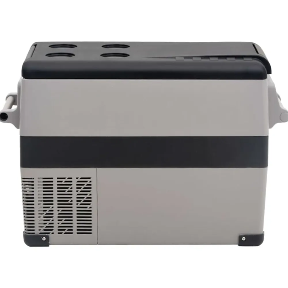 vidaXL Cocina Y Comedor-Nevera con asa y adaptador PP y PE negro y gris 55 L