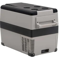 vidaXL Cocina Y Comedor-Nevera con asa y adaptador PP y PE negro y gris 55 L