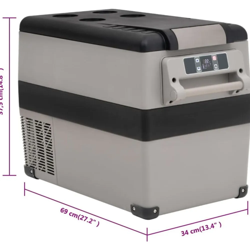 vidaXL Nevera con asa y adaptador PP y PE negro y gris 35 L Best