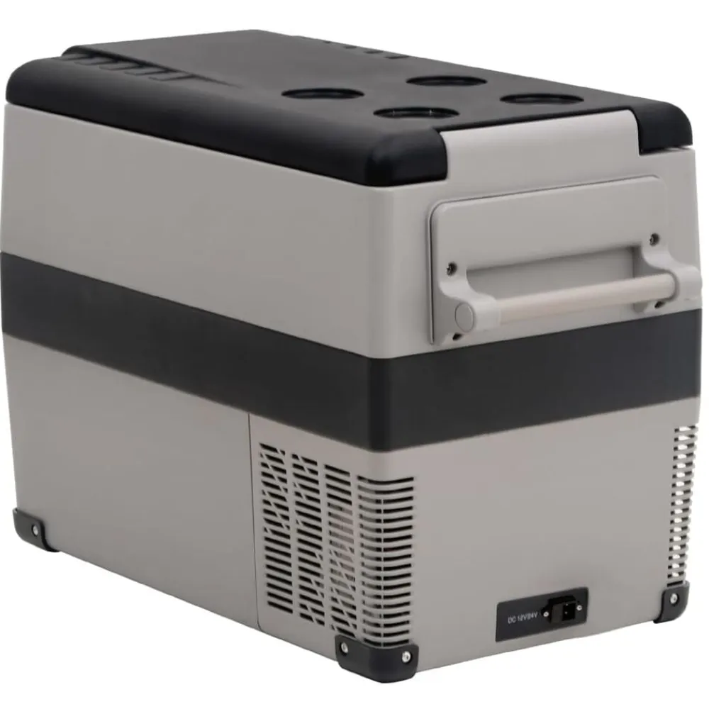 vidaXL Nevera con asa y adaptador PP y PE negro y gris 35 L Best