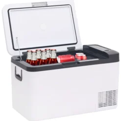 vidaXL Cocina Y Comedor-Nevera con asa y adaptador PP y PE negro y blanco 25 L