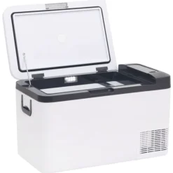 vidaXL Cocina Y Comedor-Nevera con asa y adaptador PP y PE negro y blanco 25 L