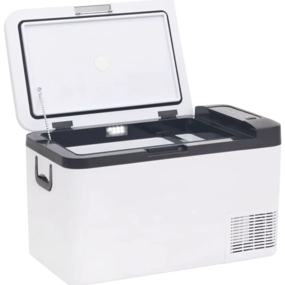 vidaXL Cocina Y Comedor-Nevera con asa y adaptador PP y PE negro y blanco 25 L