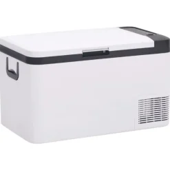vidaXL Cocina Y Comedor-Nevera con asa y adaptador PP y PE negro y blanco 25 L