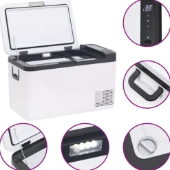 vidaXL Cocina Y Comedor-Nevera con asa y adaptador PP y PE negro y blanco 25 L