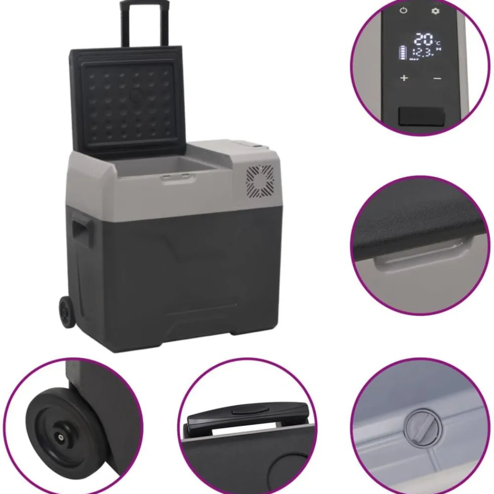 vidaXL Nevera con ruedas y asa polipropileno negro y gris 30 L Discount