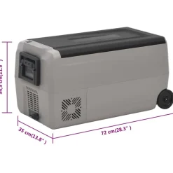 vidaXL Cocina Y Comedor-Nevera con ruedas y adaptador PP y PE negro y gris 60 L