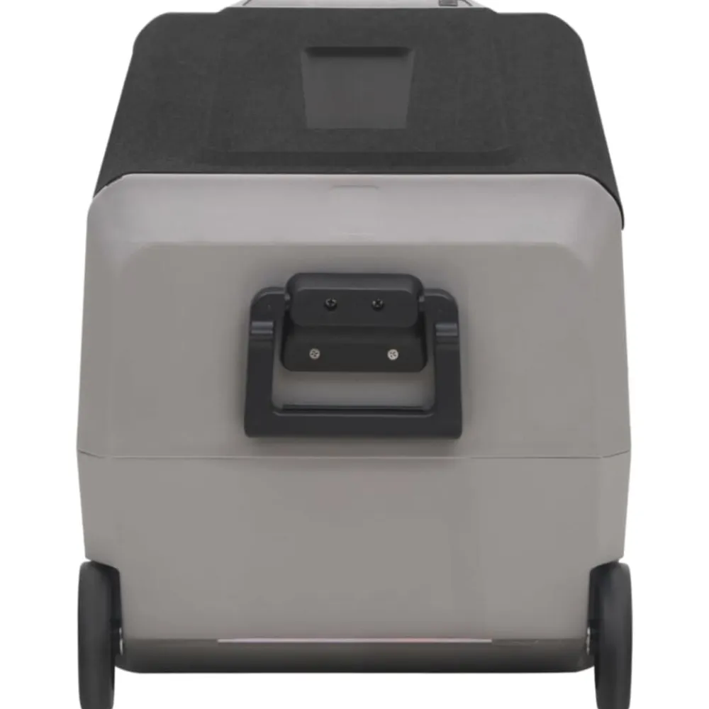 vidaXL Cocina Y Comedor-Nevera con ruedas y adaptador PP y PE negro y gris 60 L