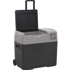 vidaXL Cocina Y Comedor-Nevera con ruedas y asa polipropileno negro y gris 50 L