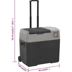 vidaXL Cocina Y Comedor-Nevera con ruedas y asa polipropileno negro y gris 50 L