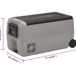 vidaXL Cocina Y Comedor-Nevera con ruedas y adaptador PP y PE negro y gris 50 L