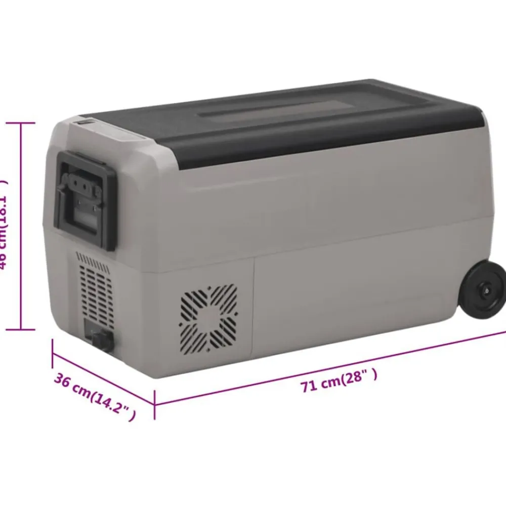 vidaXL Cocina Y Comedor-Nevera con ruedas y adaptador PP y PE negro y gris 50 L