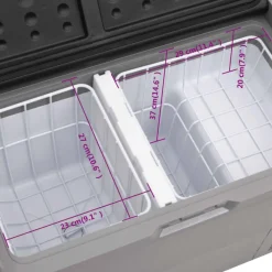 vidaXL Cocina Y Comedor-Nevera con ruedas y adaptador PP y PE negro y gris 50 L