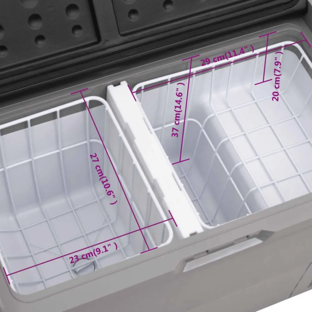 vidaXL Cocina Y Comedor-Nevera con ruedas y adaptador PP y PE negro y gris 50 L