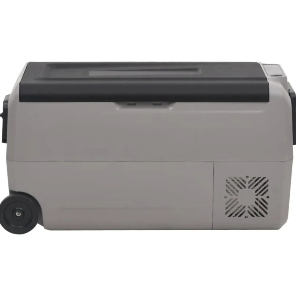 vidaXL Cocina Y Comedor-Nevera con ruedas y adaptador PP y PE negro y gris 50 L