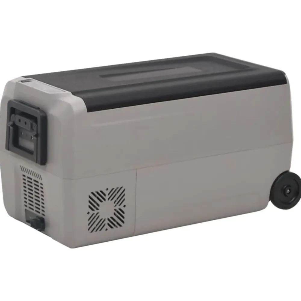 vidaXL Cocina Y Comedor-Nevera con ruedas y adaptador PP y PE negro y gris 50 L
