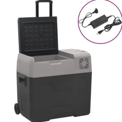 vidaXL Cocina Y Comedor-Nevera con ruedas y adaptador polipropileno negro y gris 30 L