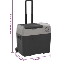 vidaXL Cocina Y Comedor-Nevera con ruedas y adaptador polipropileno negro y gris 30 L
