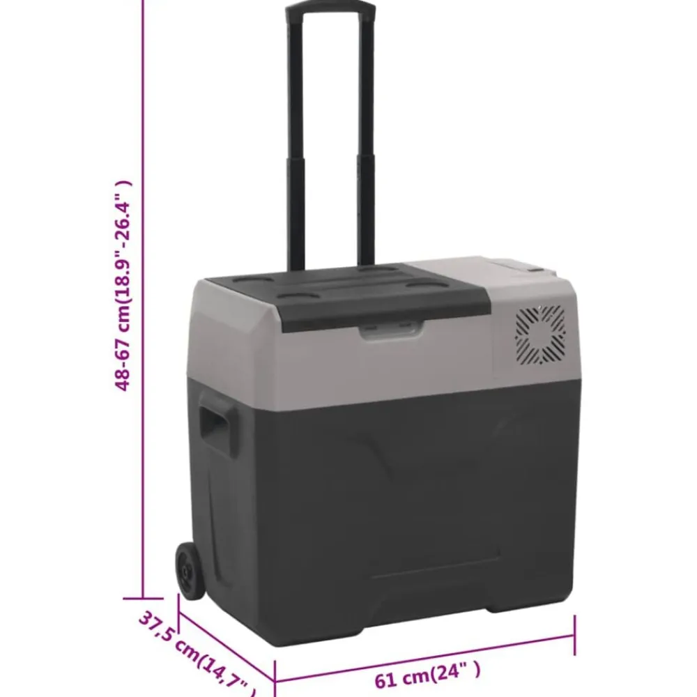 vidaXL Nevera con ruedas y adaptador polipropileno negro y gris 40 L