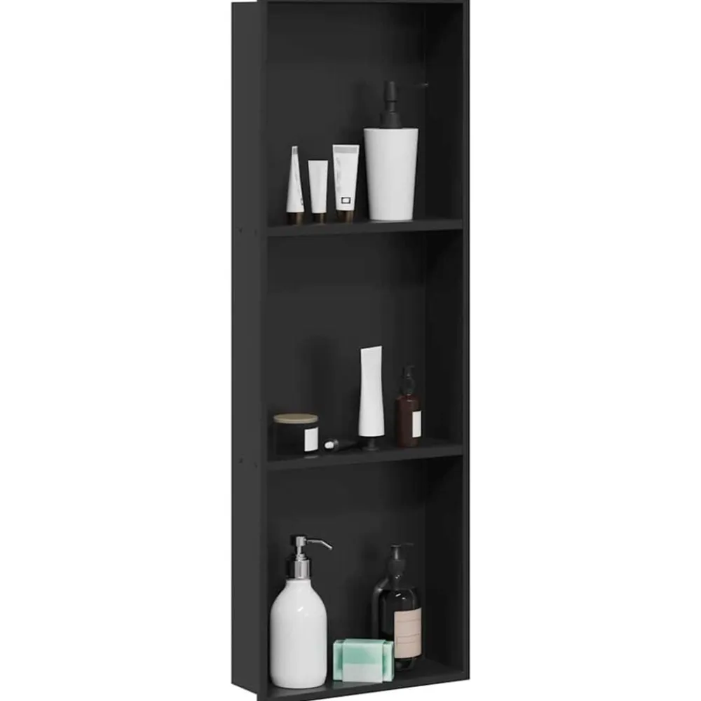 vidaXL Fontanería-Nichos de Ducha Negro 92 x 32 x 10 cm Acero inoxidable