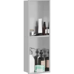 vidaXL Nichos de Ducha Plateado 60 x 20 x 9,5 cm Acero inoxidable Plata cepillada Hot