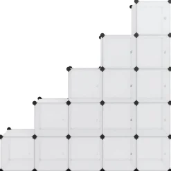 vidaXL Organizador de cubos de almacenamiento con 15 cubos y puertas, PP transparente transparente y blanco Online