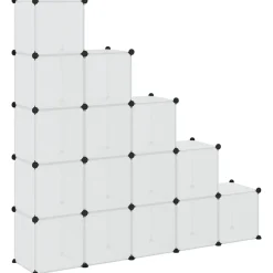 vidaXL Organizador de cubos de almacenamiento con 15 cubos y puertas, PP transparente transparente y blanco Online
