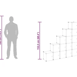 vidaXL Organizador de cubos de almacenamiento con 15 cubos y puertas, PP transparente transparente y blanco Online