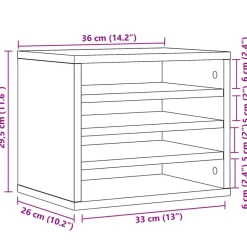 vidaXL Organizador de escritorio madera 36x26x29,5 cm Roble ahumado Discount