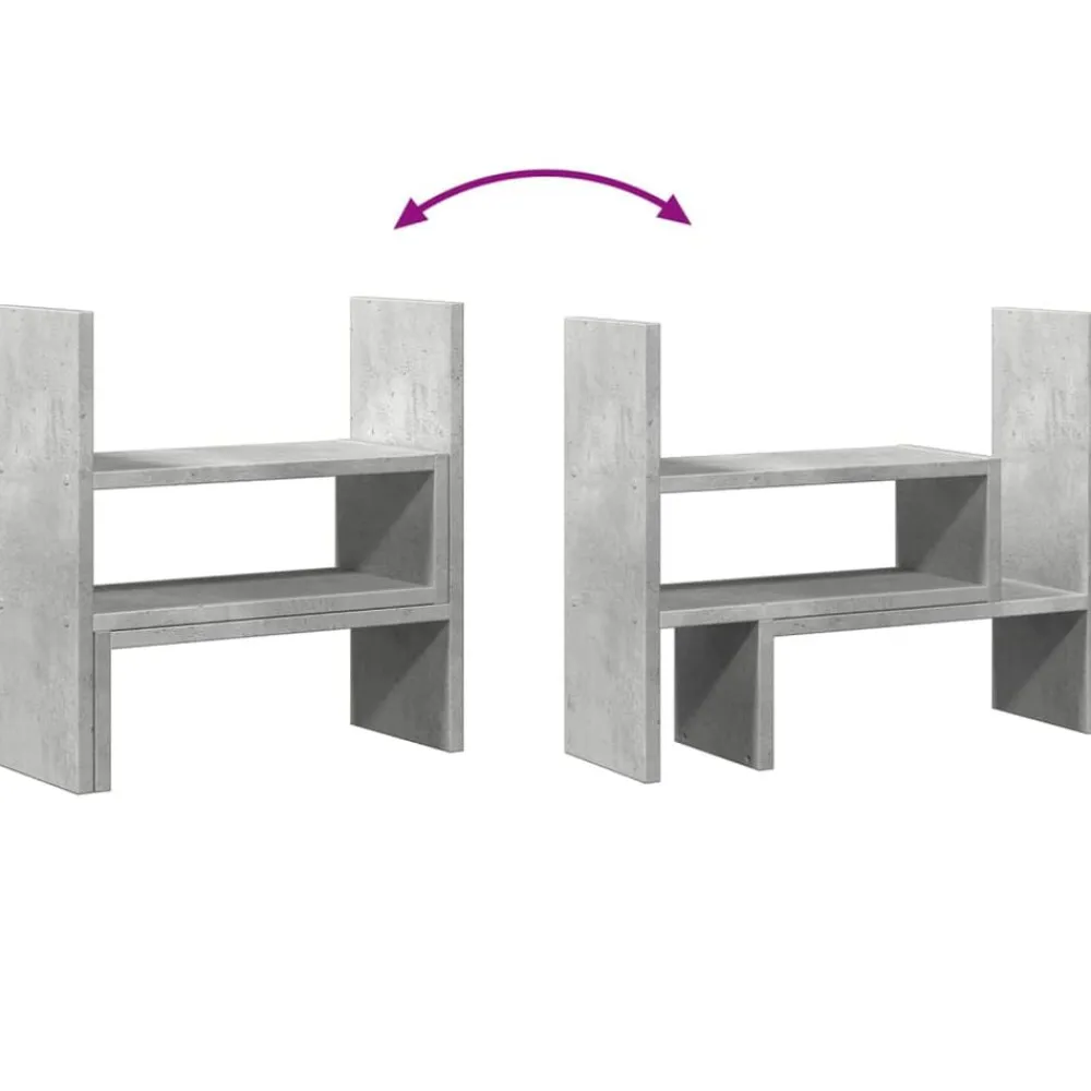 vidaXL Electrónica-Organizador de escritorio ajustable gris hormigón 40x17x41 cm
