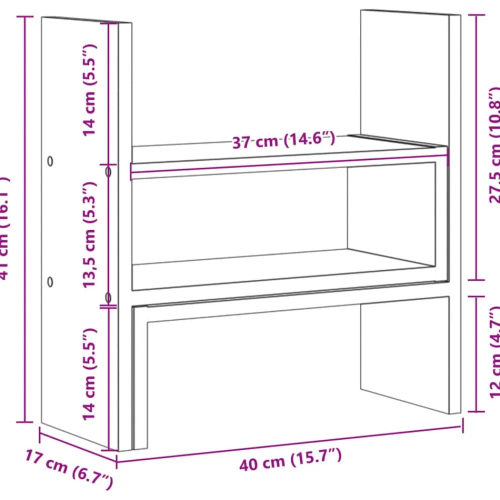 vidaXL Electrónica-Organizador de escritorio ajustable 40x17x41 cm