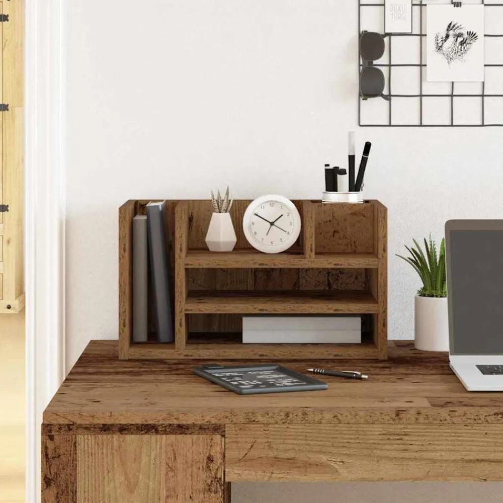 vidaXL Material De Oficina-Organizador de Escritorio Madera vieja 44,5 x 24 x 25 cm