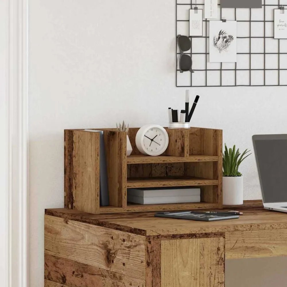 vidaXL Material De Oficina-Organizador de Escritorio Madera vieja 44,5 x 24 x 25 cm