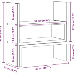 vidaXL Electrónica-Organizador de escritorio ajustable madera 40x17x41 cm