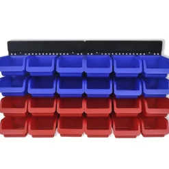 vidaXL Organizador de herramientas de garaje de pared azul y rojo Discount