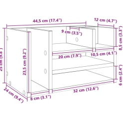 vidaXL Material De Oficina-Organizador escritorio madera ingeniería marrón 44,5x24x25 cm