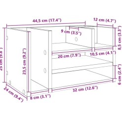 vidaXL Material De Oficina-Organizador escritorio madera ingeniería 44,5x24x25 cm