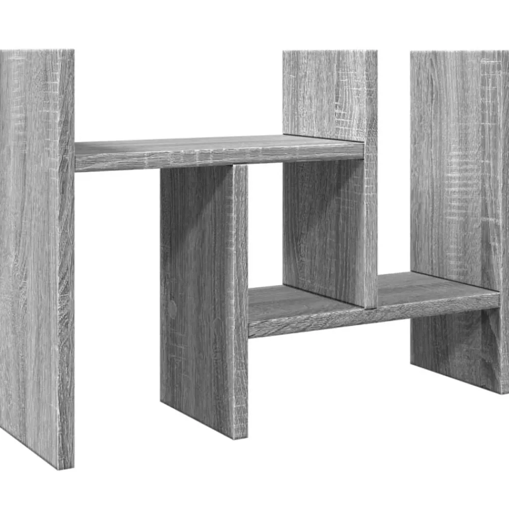 vidaXL Material De Oficina-Organizador escritorio madera ingeniería gris 34,5x15,5x35,5 cm