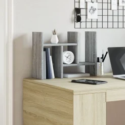 vidaXL Material De Oficina-Organizador escritorio madera ingeniería gris 34,5x15,5x35,5 cm