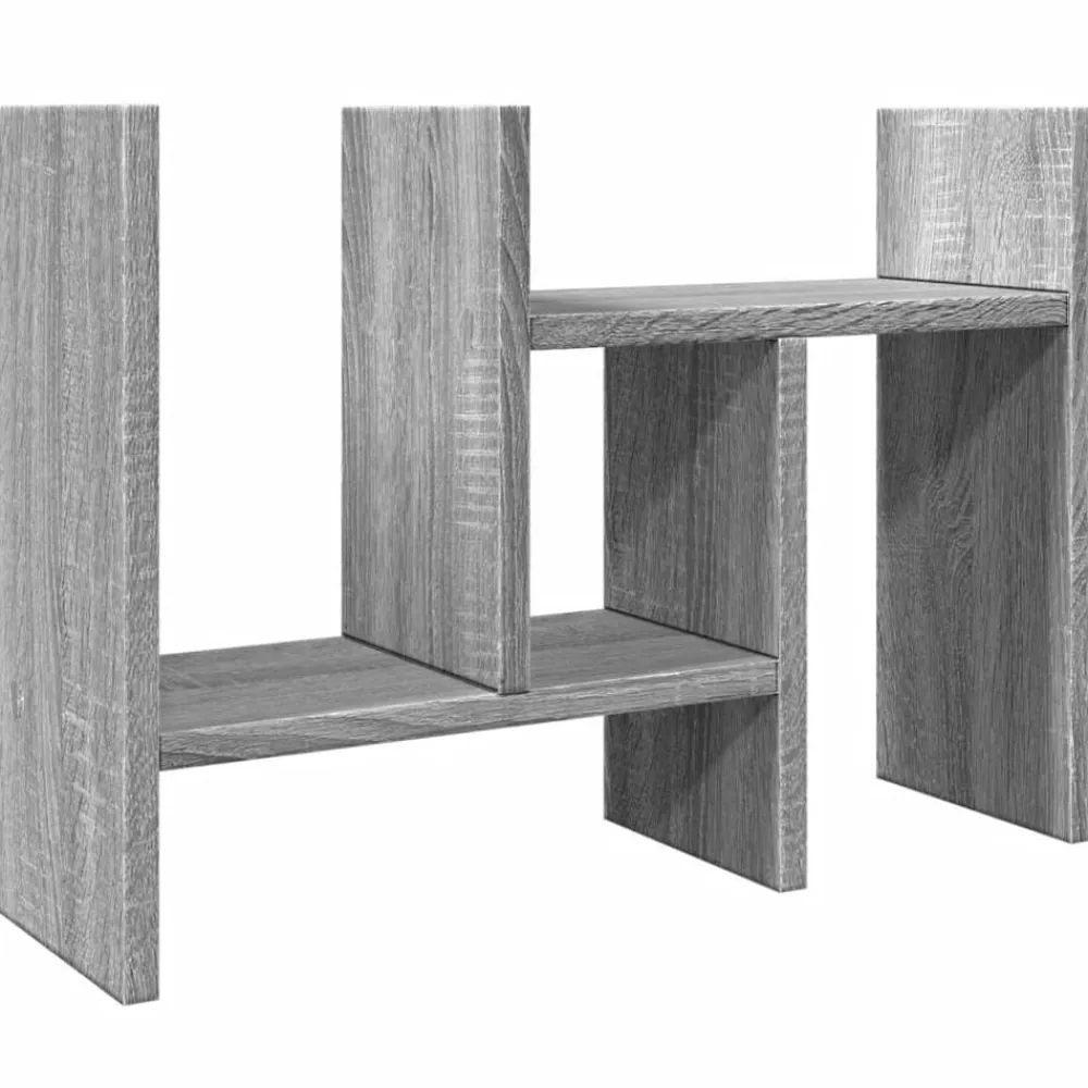 vidaXL Material De Oficina-Organizador escritorio madera ingeniería gris 34,5x15,5x35,5 cm