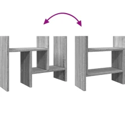 vidaXL Material De Oficina-Organizador escritorio madera ingeniería gris 34,5x15,5x35,5 cm