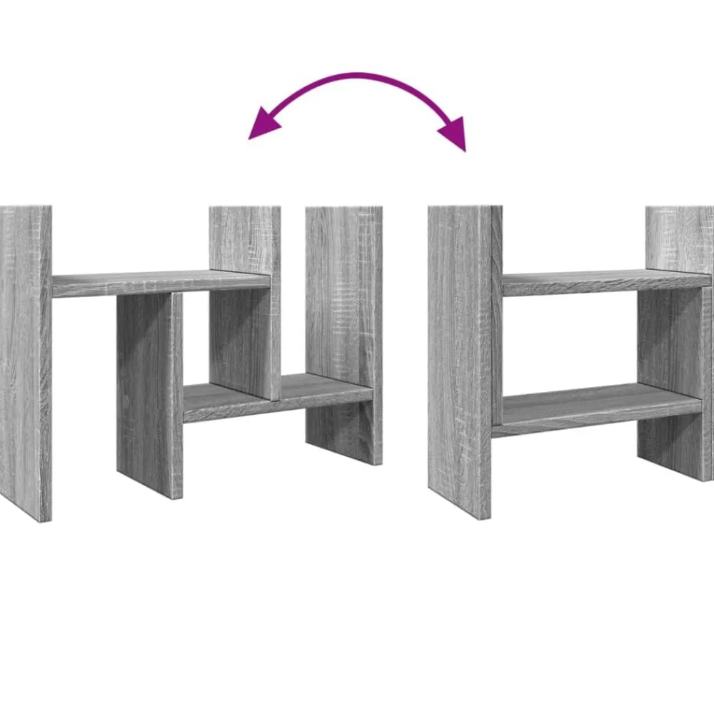 vidaXL Material De Oficina-Organizador escritorio madera ingeniería gris 34,5x15,5x35,5 cm