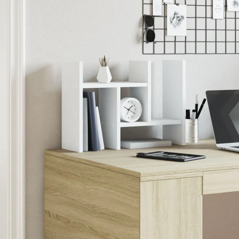 vidaXL Organizador escritorio madera 34,5x15,5x35,5 cm Blanco Outlet