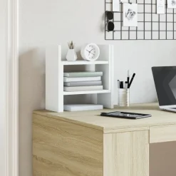 vidaXL Organizador escritorio madera 34,5x15,5x35,5 cm Blanco Outlet