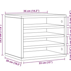 vidaXL Organizador escritorio madera ingeniería 36x26x29,5 cm Blanco Online