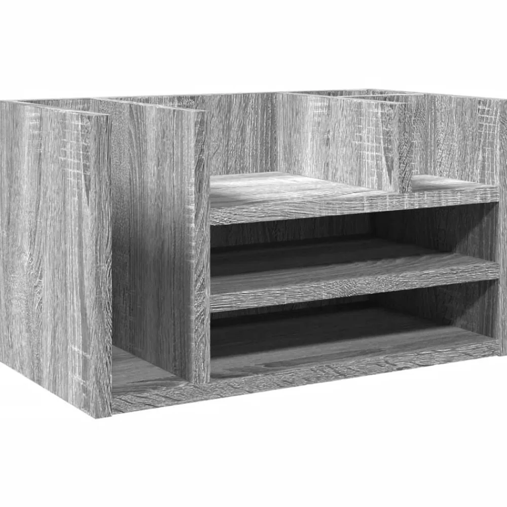 vidaXL Material De Oficina-Organizador escritorio madera ingeniería gris 44,5x24x25 cm