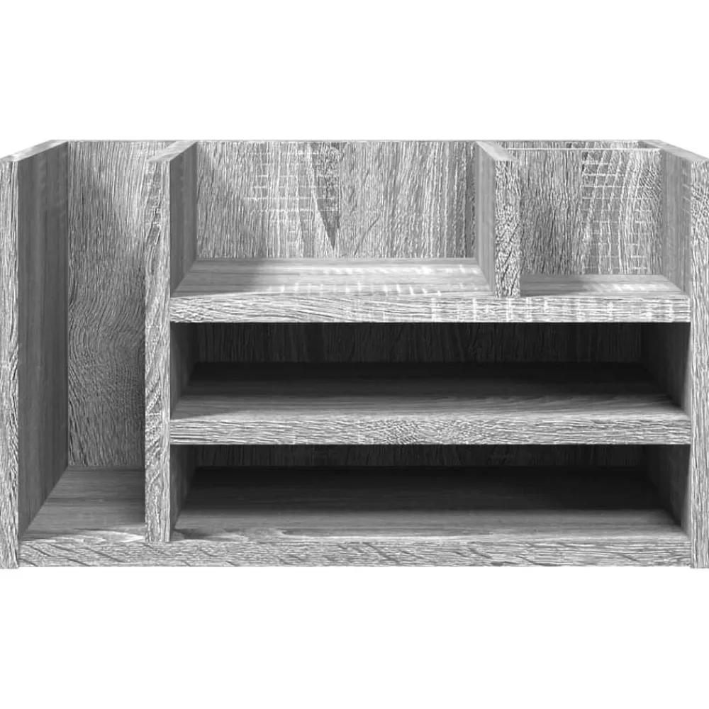 vidaXL Material De Oficina-Organizador escritorio madera ingeniería gris 44,5x24x25 cm