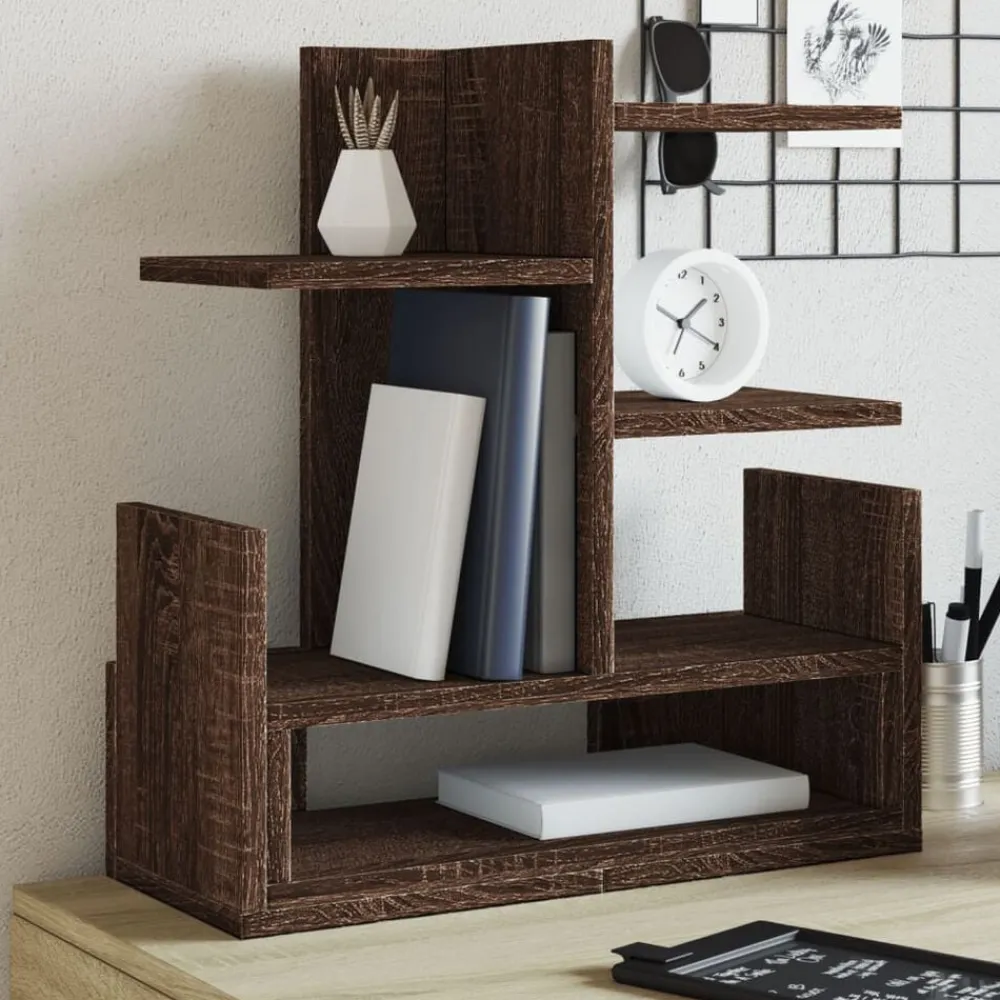 vidaXL Material De Oficina-Organizador escritorio madera ingeniería marrón 49x20x52,5 cm