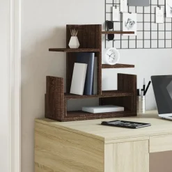 vidaXL Material De Oficina-Organizador escritorio madera ingeniería marrón 49x20x52,5 cm